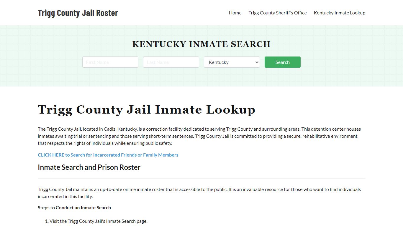 Trigg County Jail Roster Lookup, KY, Inmate Search